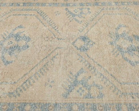 10 Ft Vintage Persian Style Brown Hand Knotted Distressed Low Pile Runner Rug